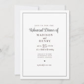 Elegant romantisch zwart-wit repetitiediner kaart (Voorkant)