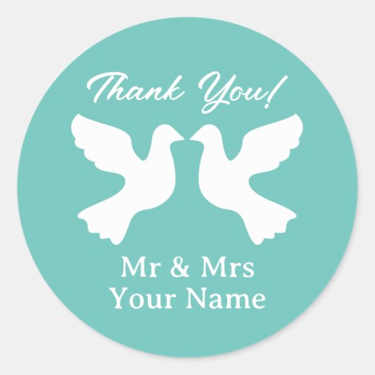 Elegant romantische schildpadden bruiloft bedankt ronde sticker (Voorkant)