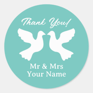 Elegant romantische schildpadden bruiloft bedankt ronde sticker
