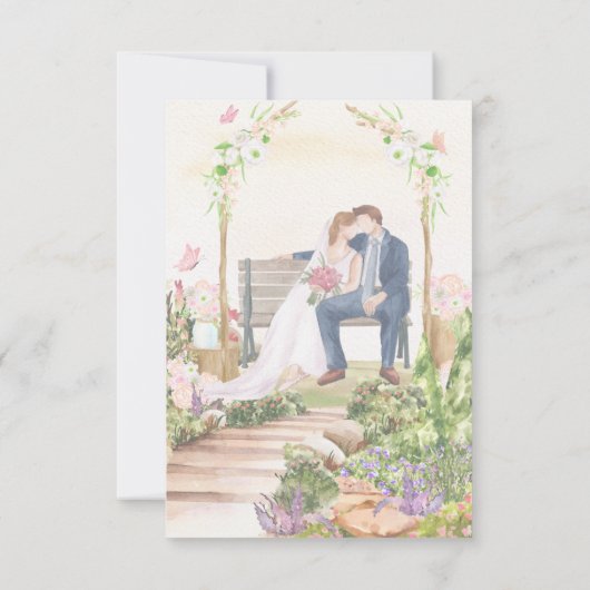 Elegant Romantische Tuin Koppel Illustratie Bewaar Kaart (Achterkant)