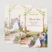 Elegant Romantische Tuin Koppel Illustratie Bewaar Kaart (Voorkant / Achterkant)