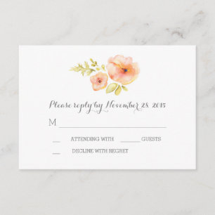 Elegant romantische waterverf bloesems RSVP-kaarte RSVP Kaartje