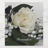 Elegant & Romantische Witte Roos Personaliseerbaar Wijn Etiket (Enkel label)