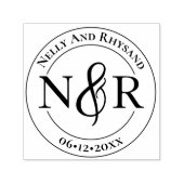 Elegant Ronde Monogram Met Ampersand Trouw Zelfinktende Stempel (Design)