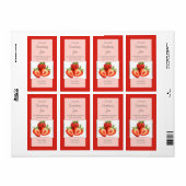Elegant rood aardbeienlabel etiket (Full Sheet)