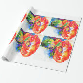 Elegant rood abstract bloemenschilderij waterverf cadeaupapier (Uitgerold)