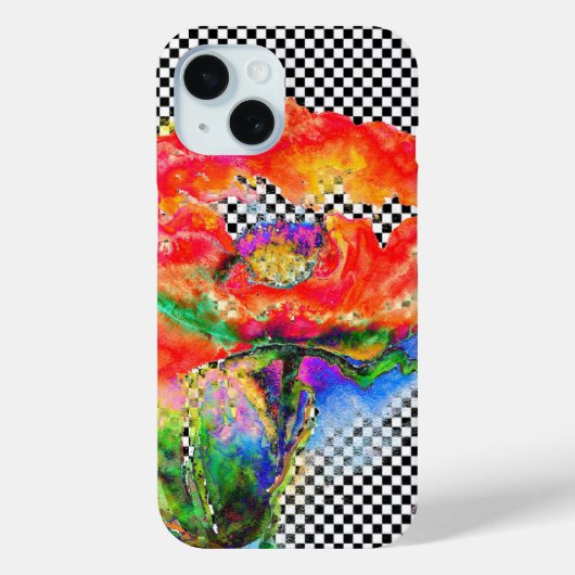 Elegant rood abstract bloemenschilderij waterverf Case-Mate iPhone case (Achterkant)