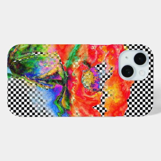 Elegant rood abstract bloemenschilderij waterverf Case-Mate iPhone case (Achterkant (horizontaal))