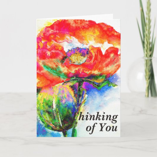 Elegant rood abstract bloemenschilderij waterverf kaart (Voorkant)