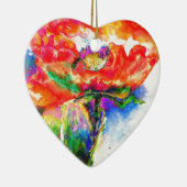 Elegant rood abstract bloemenschilderij waterverf keramisch ornament (Rechts)