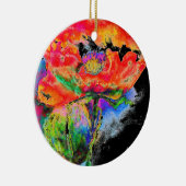 Elegant rood abstract bloemenschilderij waterverf keramisch ornament (Rechts)