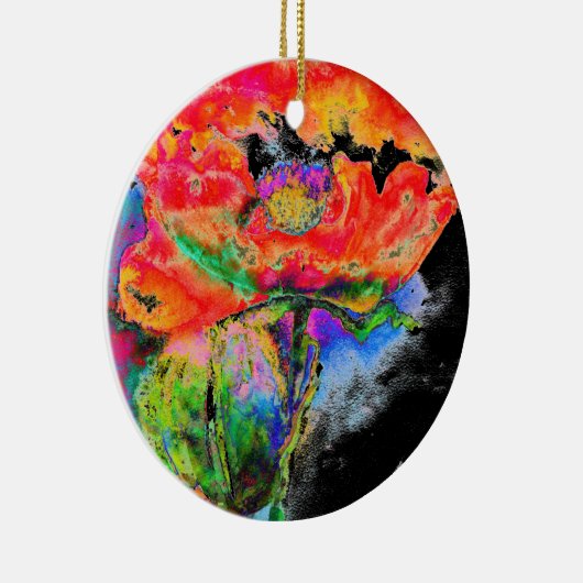 Elegant rood abstract bloemenschilderij waterverf keramisch ornament (Rechts)