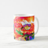 Elegant rood abstract bloemenschilderij waterverf koffiemok (Voorkant rechts)