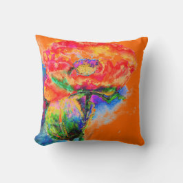 Elegant rood abstract bloemenschilderij waterverf kussen