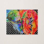 Elegant rood abstract bloemenschilderij waterverf legpuzzel (Horizontaal)