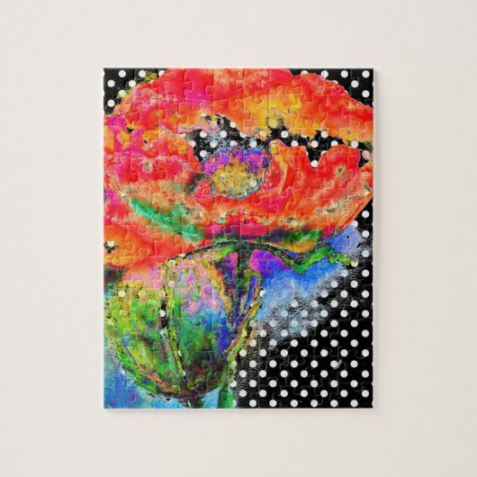 Elegant rood abstract bloemenschilderij waterverf legpuzzel (Verticaal)