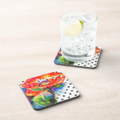 Elegant rood abstract bloemenschilderij waterverf onderzetter (Rechterzijde)