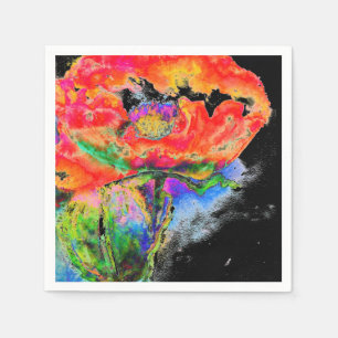Elegant rood abstract bloemenschilderij waterverf servetten