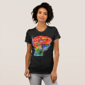 Elegant rood abstract bloemenschilderij waterverf t-shirt (Voorkant volledig)