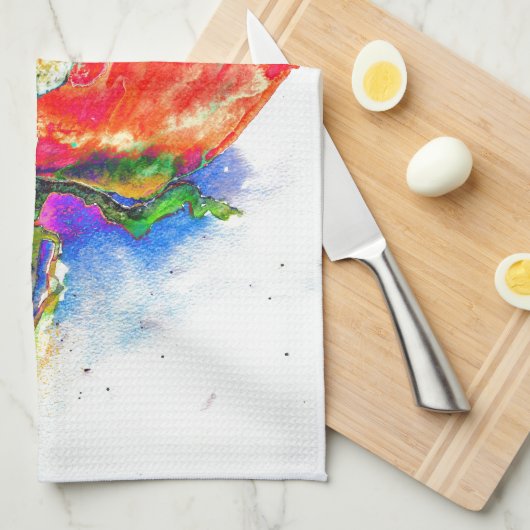 Elegant rood abstract bloemenschilderij waterverf theedoek (Quarter Fold)