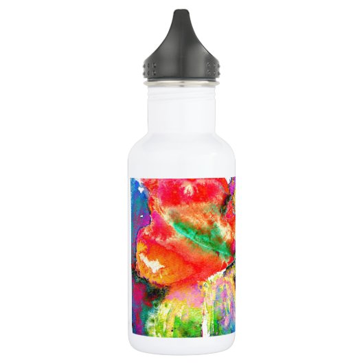 Elegant rood abstract bloemenschilderij waterverf waterfles  (Links)