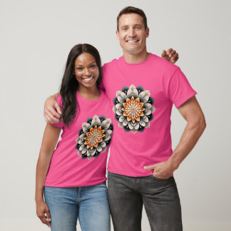 Elegant rood, blauw en crème Mandala bloemontwerp T-shirt