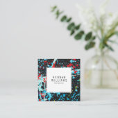 Elegant Rood Blauw QR Code Kleurrijk Geschilderd P Vierkante Visitekaartje (Staand voorkant)