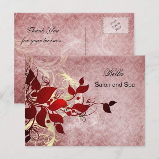 elegant rood bloeiend bedrijf Dankuwel Kaarten (Voorkant / Achterkant)