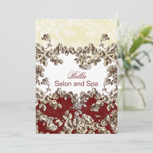 elegant rood bloeiend Zaken Dank u Kaarten (Staand voorkant)