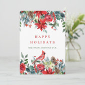 Elegant rood bloemenbedrijf LOGO Feestdagenkaart (Staand voorkant)
