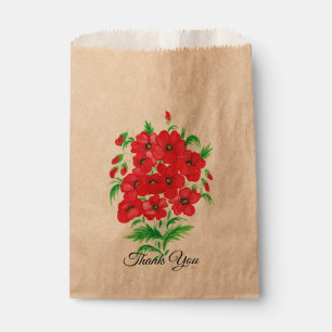 Elegant rood bloemenboeket dank u bedankzakje