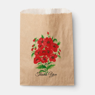 Elegant rood bloemenboeket dank u bedankzakje