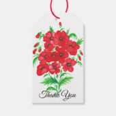 Elegant rood bloemenboeket dank u cadeaulabel (Voorkant)