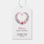 Elegant rood bloemenhart Dank u Vrijgezellenfeest Cadeaulabel (Voorkant)