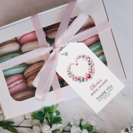 Elegant rood bloemenhart Dank u Vrijgezellenfeest Cadeaulabel