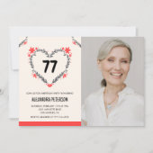 Elegant rood bloemenhart voor haar 77e verjaardag kaart (Voorkant)