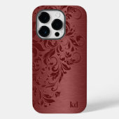 Elegant rood bloemenkant op rood Case-Mate iPhone case (Achterkant)