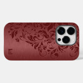 Elegant rood bloemenkant op rood Case-Mate iPhone case (Achterkant (horizontaal))