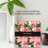 Elegant rood bloemenpatroon Uw aangepaste naam toe Vierkante Visitekaartje