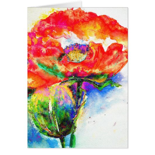 Elegant rood bloemenschilderij waterverf (Voorkant)