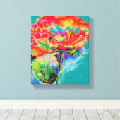 Elegant rood bloemenschilderij waterverf blauwgroe canvas afdruk (Insitu (Houten vloer))