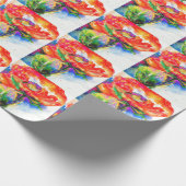 Elegant rood bloemenschilderij waterverf cadeaupapier (Hoek)