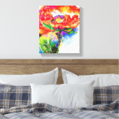 Elegant rood bloemenschilderij waterverf canvas afdruk (Insitu (Slaapkamer))