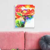 Elegant rood bloemenschilderij waterverf canvas afdruk (Insitu (Woonkamer))