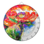 Elegant rood bloemenschilderij waterverf dartbord (Voorkant)