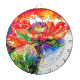 Elegant rood bloemenschilderij waterverf dartbord