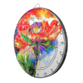 Elegant rood bloemenschilderij waterverf dartbord (Voorkant Rechts)