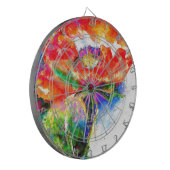 Elegant rood bloemenschilderij waterverf dartbord (Voorkant Links)