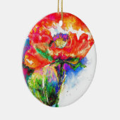 Elegant rood bloemenschilderij waterverf keramisch ornament (Rechts)