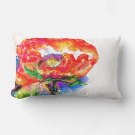 Elegant rood bloemenschilderij waterverf kussen